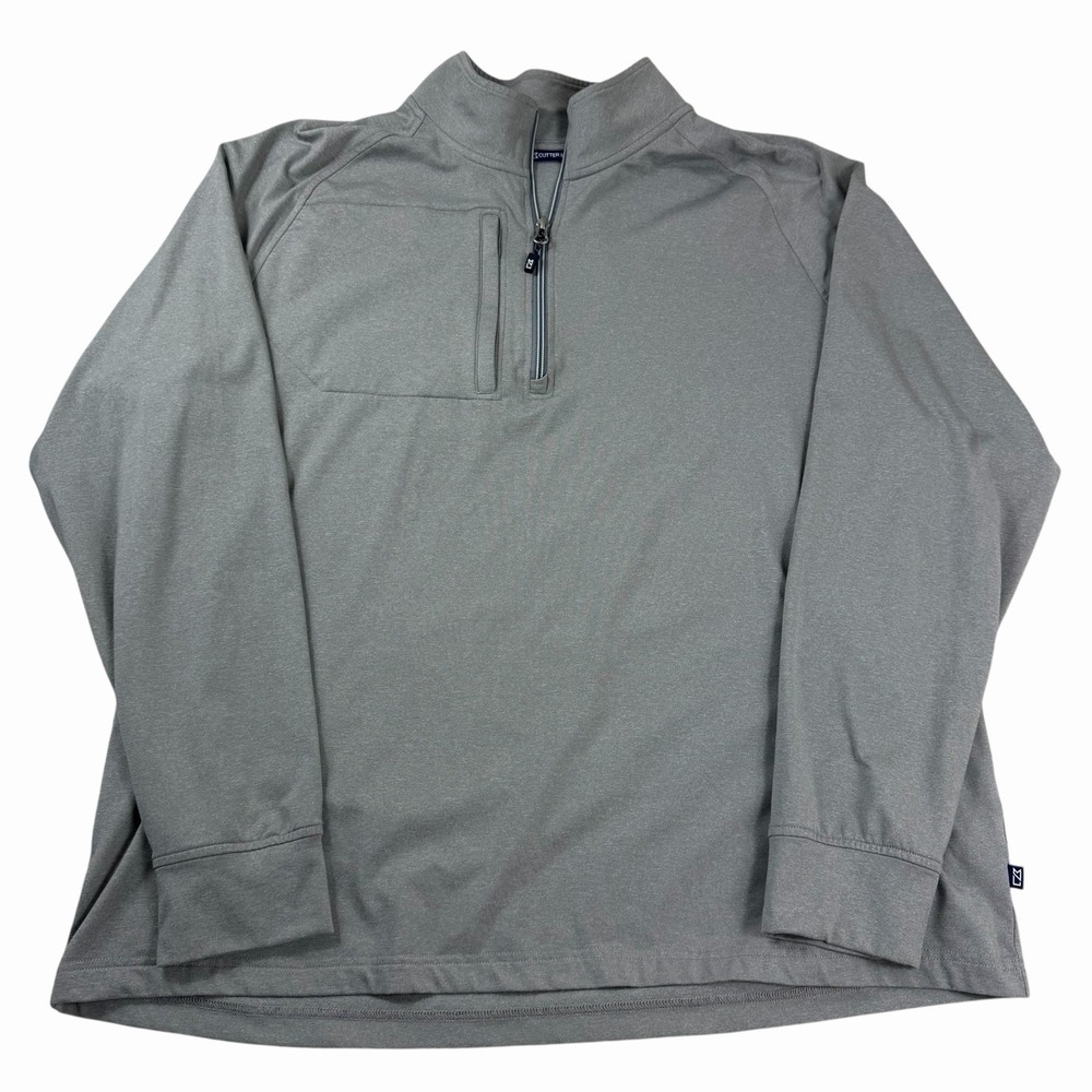 Cutter & Buck Adapt Eco Knit Quarter Zip‎ Pullover Gray Men's Size XL Golf Polo
